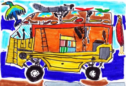 an expedition truck imagined by Arthur, age 8
